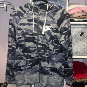 Nike Gray and Blue Camo Hoodie